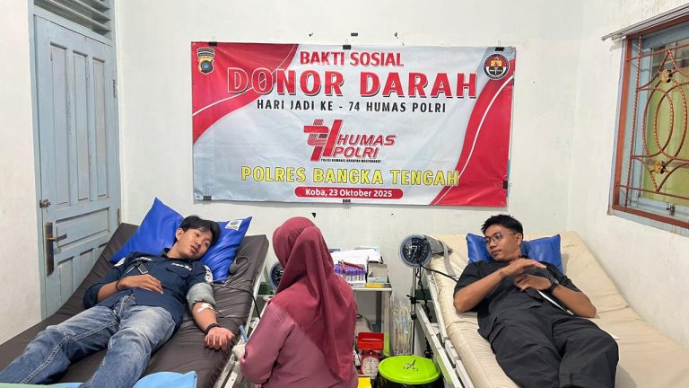 HUT Humas Polri Ke-74 Polres Bangka Tengah Gelar Donor Darah